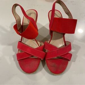 Tahari Red Strappy Wedges, Size 8